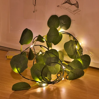 

LED String Lights Artificial Garland Green Leaf Plants Vine Battery Operated Fairy String Light For Wedding Party Home WallDecor
