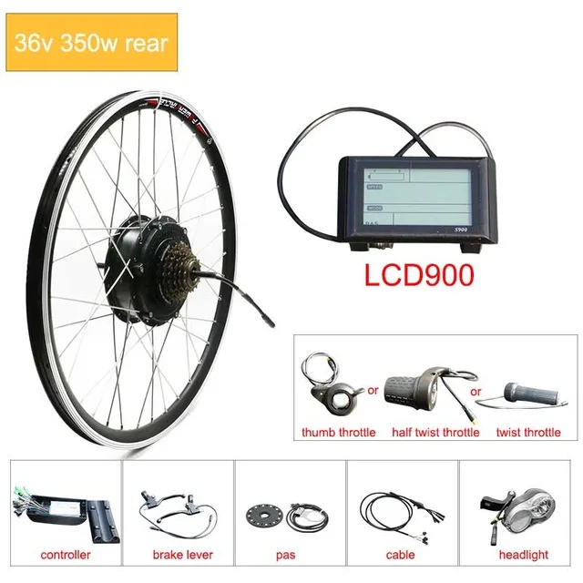 36V электрическое преобразование велосипедов Комплект 250W350W500W Мотор Ступицы Колеса для 2" 26" 700C горный электровелосипед комплект Электрический bicicleta - Цвет: 36V350W LCD900