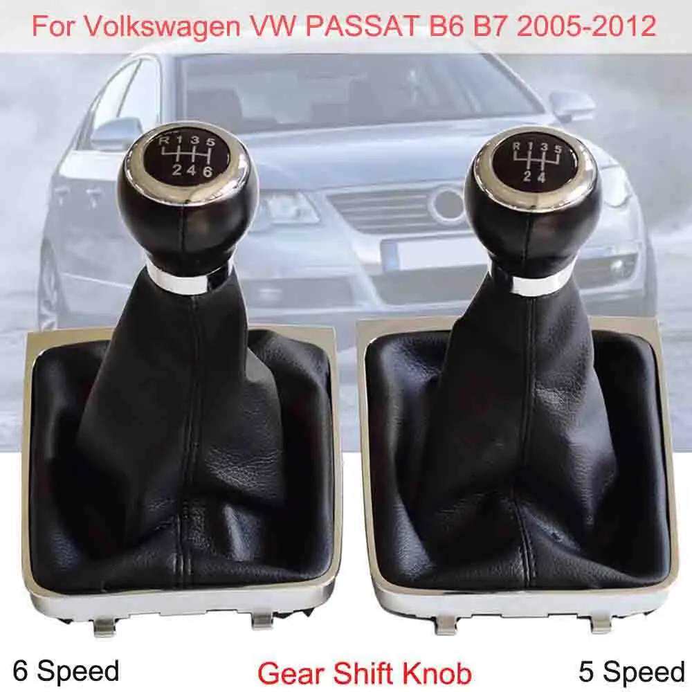 Автомобильный Стайлинг 5 6 скоростей ручная рукоятка для рычага переключения передач гандбол для Volkswagen VW Passat B6 B7 2005-2012 с кожаным гетром