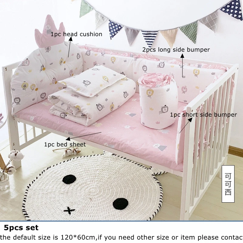 Baby Bed Bumpers Baby Cot Protection Bedding Kit Surroudings Cotton Removable Washble Children's Beds (4)