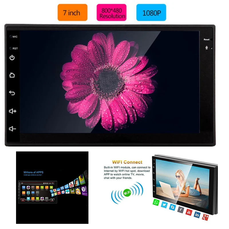 

7" WIFI HD Bluetooth Car Stereo Audio MP5 Radio Player GPS Navigation Microphone Touch Screen: 7" Capacitive Multi-Touch Screen