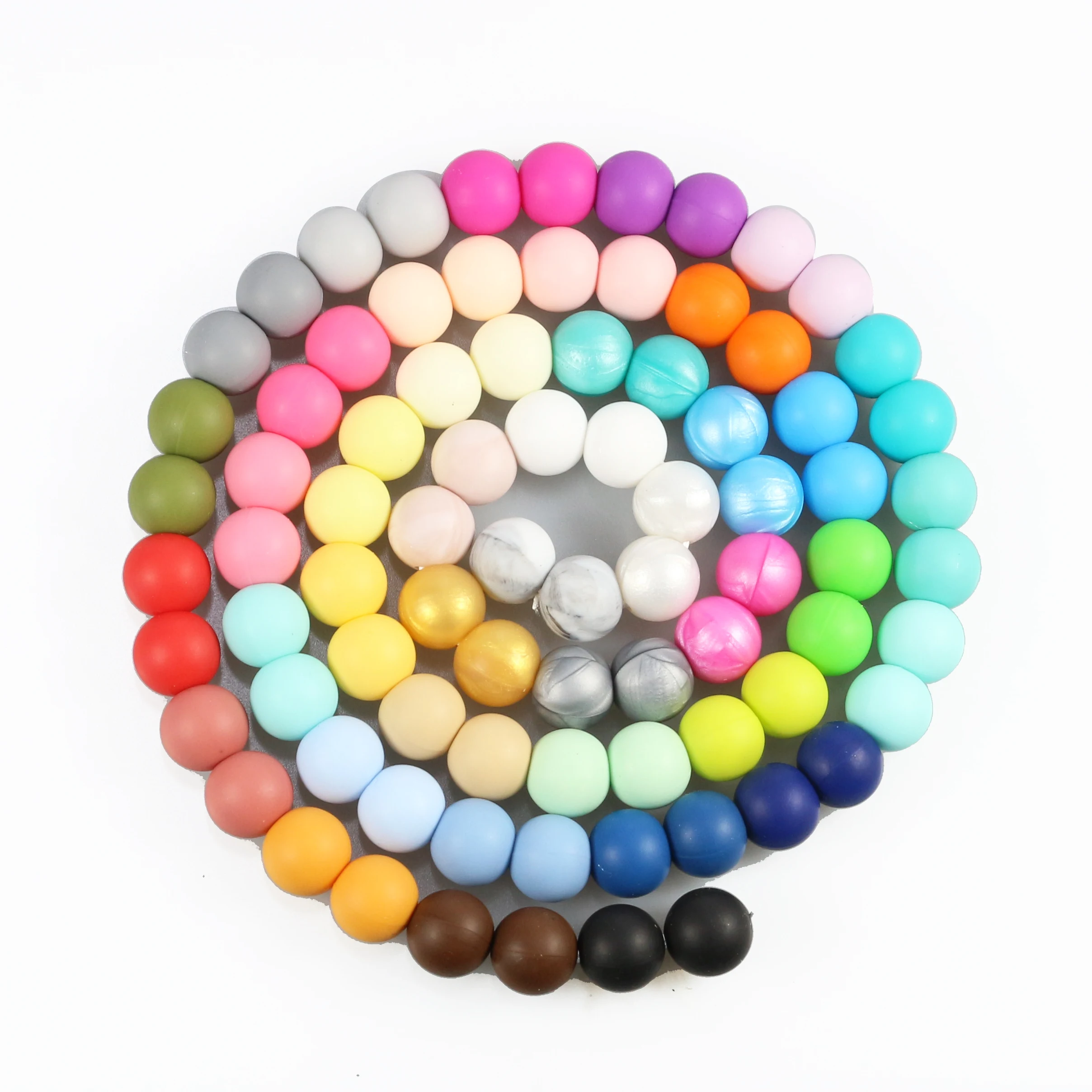 100pcs Bulk Food Grade BPA Sofe rainbow Chew koraliki ząbkowanie For Jewelry Making 15mm