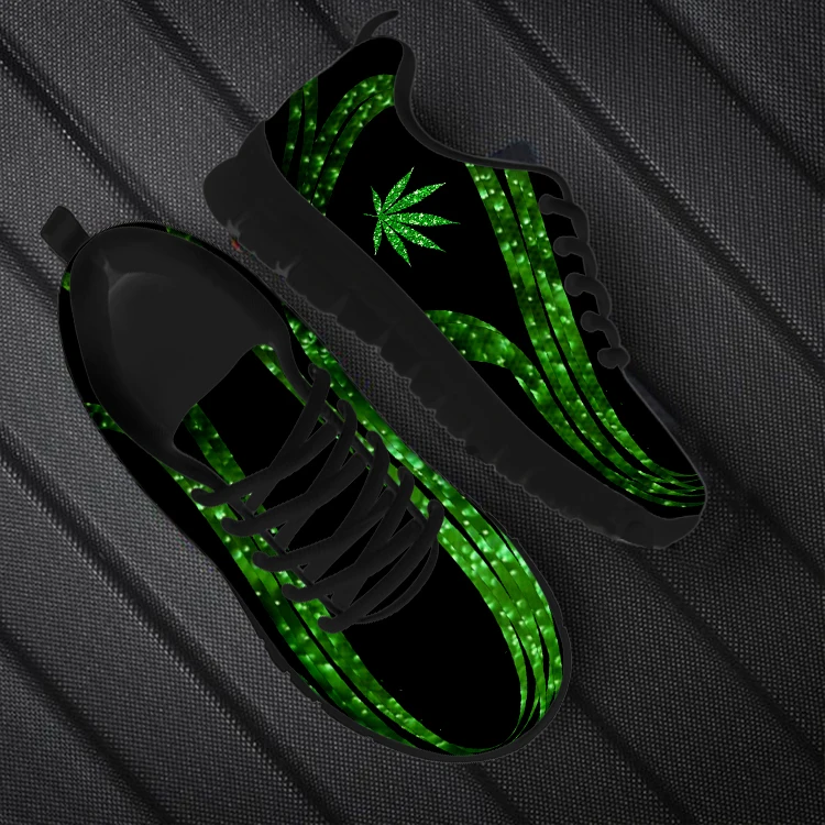 FORUDESIGNS-zapatos planos con estampado de hojas de marihuana para mujer, zapatillas informales con estampado de hojas de marihuana Tropical, ligeras, para otoño