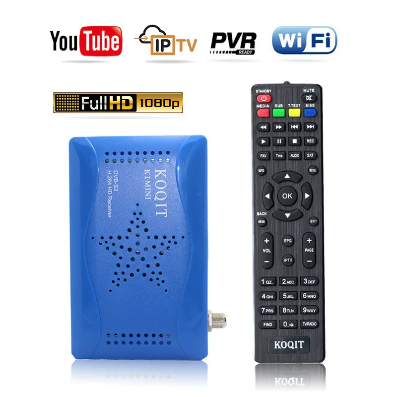 Online Koqit DVB S2 TV Tuner receptor Satellite Receiver Digital set top Box USB DVB S2 Scam Newcam Scam AutoBiss Decoder WIFI Youtube
