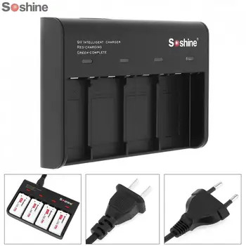 

Soshine Black 4 Slots Smart Intelligent Battery Charger with LED Indicator for 9V Li-ion Ni-MH NiMH LiFePO4 Rechargeable Battery
