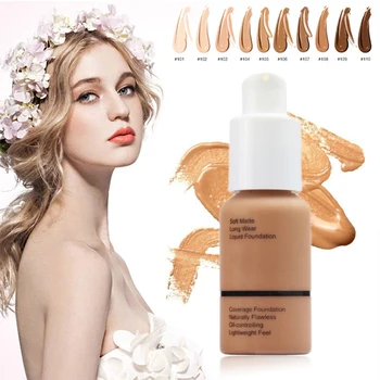 

62g Foundation Makeup 10 Colors Liquid Matte Moisturizer Face Base High Coverage Brighten Concealer Cream Long Oil-Controlling
