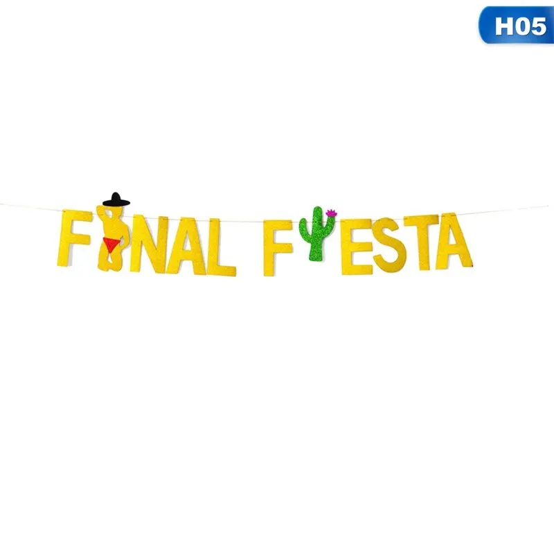 5 1 комплект Новинка золотые буквы Зеленый Кактус Taco бар бумага Final Fiesta баннеры флаг гирлянда для девичника вечерние украшения - Цвет: 5