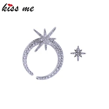 Kissme Асимметричные женские изысканные серьги-гвоздики Циркон Луна Звезда белого золота цвет латунь наушники подарки модные ювелирные изделия оптом