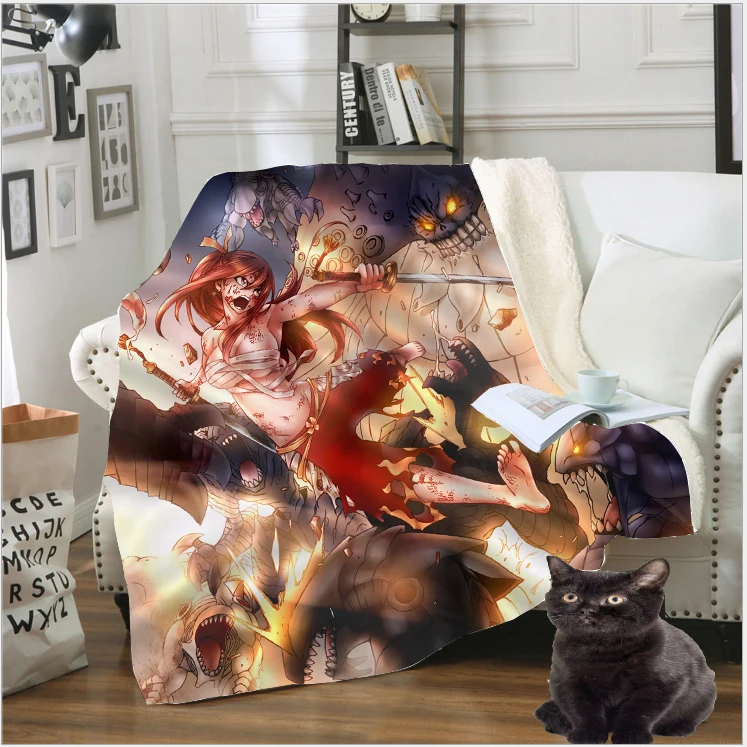 

Fairy Tail Anime Blanket LIASOSO Harajuku 3D Print Natsu Travel Fleece Quilt Sofa Warm Throw Plush Duvet Snow Soft Sheet B184-04