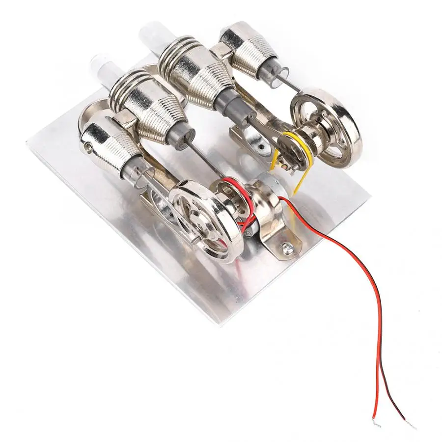 4-х цилиндровый двигатель Стирлинга миниатюрный горячего воздуха Мощность генератор физической лаборатории Учебная модель