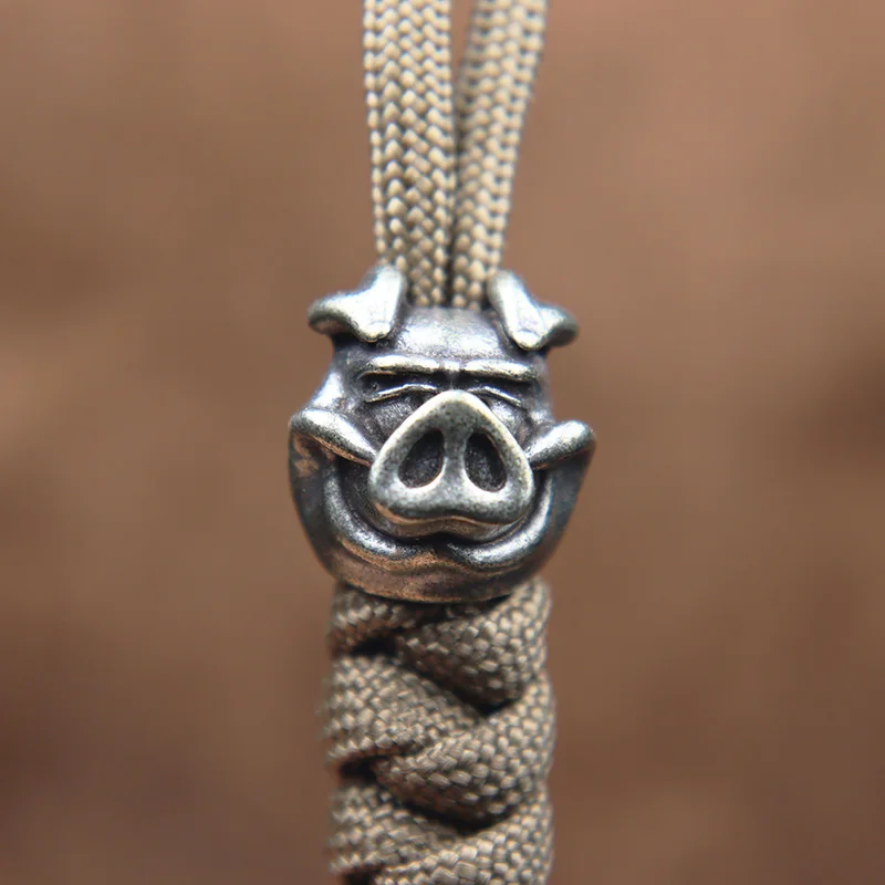 CAST SOLID BRASS HAPPY SKULL FOR PARACORD LANYARD 