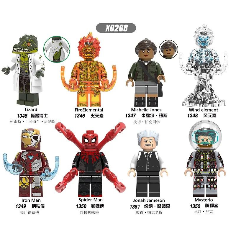 

Single Sale Building Blocks Super Heroes Lizard FireElemental Michelle Jones Spider-Man Mysterio Figures For Children Toys X0268