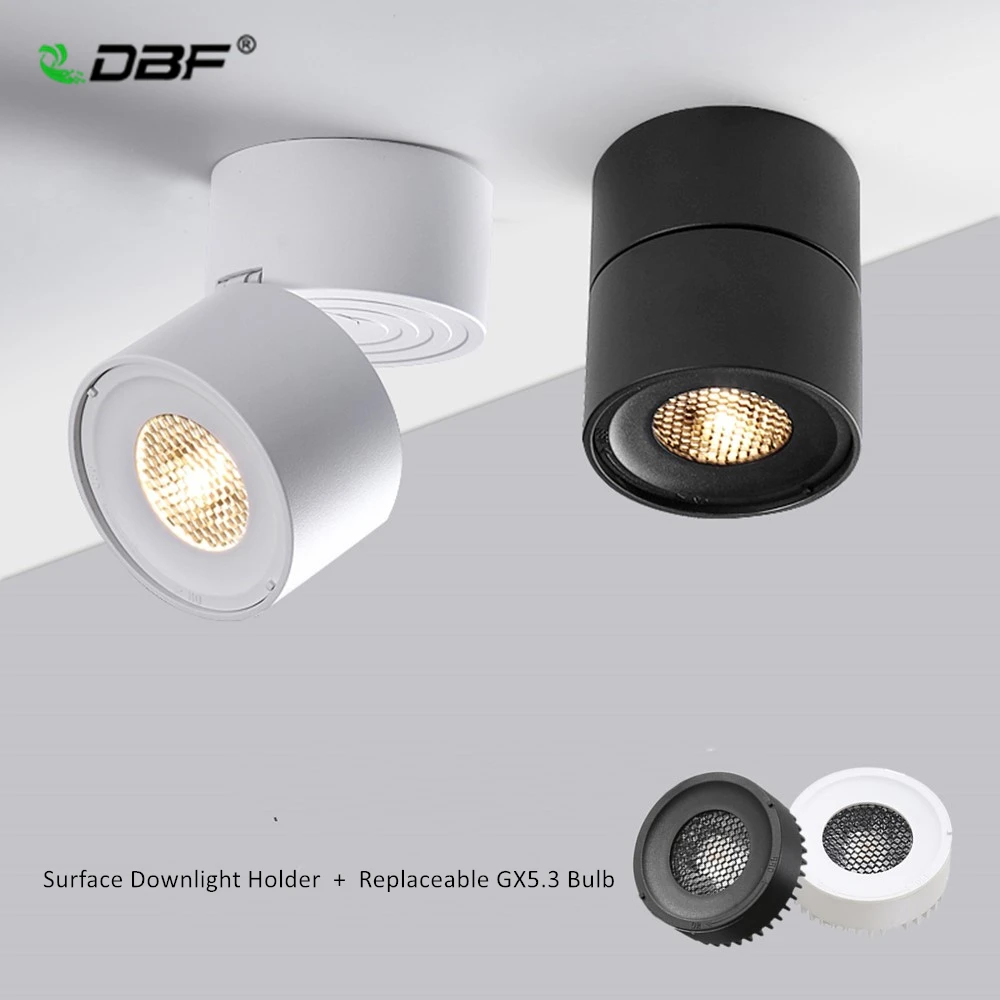 [DBF]Honeycomb Deep Glare Surface Downlight Holder+GX5.3 Light Bulb Replaceable 7W Angle Adjustable Ceiling Spot Light Bedroom