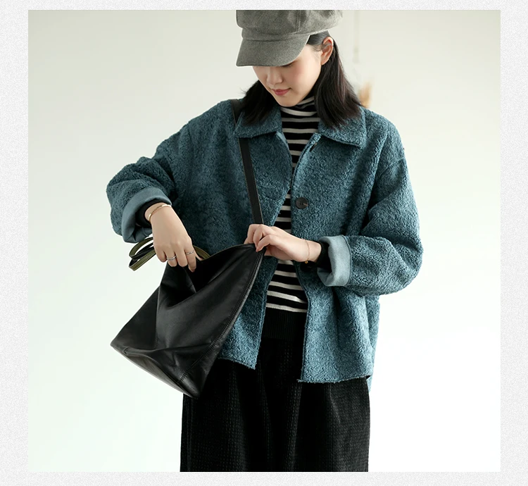 Autumn Winter Jackets Women Fashion Loose Blended Coat New Ladies Cardigan Tops Pocket Long-sleeved Mori Girl Jackets