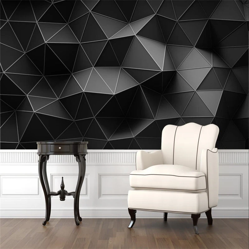 Modern Abstract 3d Stereoscopic Black Geometric Polygon Mural Wallpaper 3d Ktv Bar Office Studio Industrial Decor Wall Paper 3d Wallpapers Aliexpress