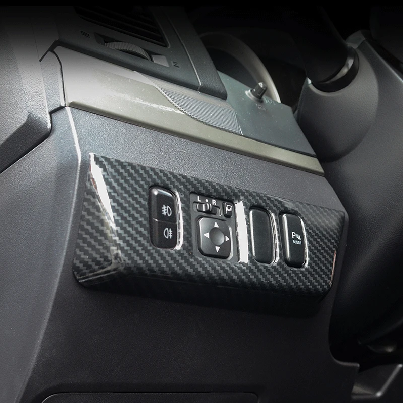 Для леворульных автомобилей! Для Mitsubishi Pajero V80 2007- карбоновый Стиль фар переключатель кнопка Крышка отделка Автомобильный интерьер автомобильные аксессуары стиль