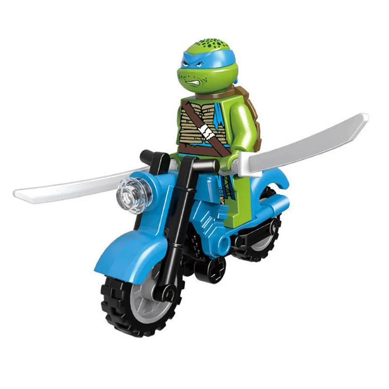 6 наборов черепахи леонидо Рафаэль микеланжело Донателло с мотоциклом фигурные блоки Строительные подарочные Кубики Игрушки для детей