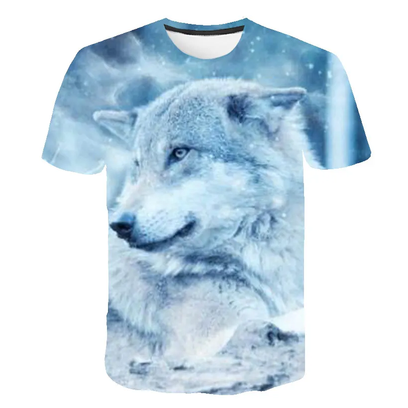 Новинка, футболка с 3D принтом волка, мужская и женская летняя футболка с коротким рукавом, футболка с животными, модная повседневная футболка