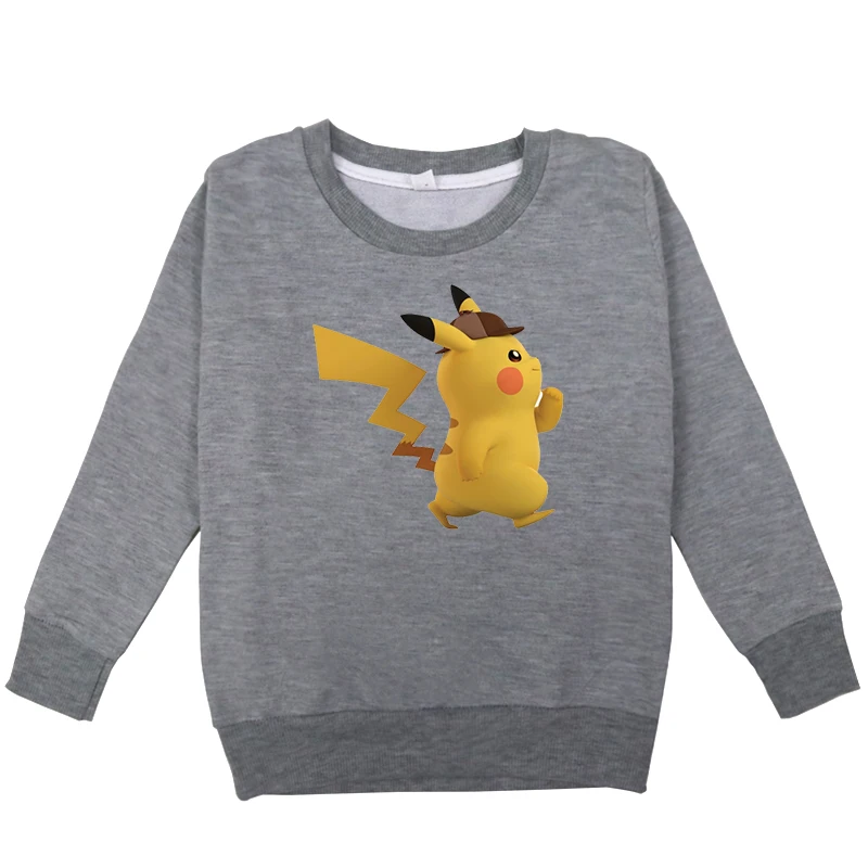 Pokemon Girls Sweatshirts Kid Autumn Clothes Casual Cotton Baby Boys Girls Hoodies Pikachu Print Boys Long Sleeve Tops T Shirt