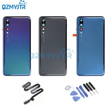 

Replacement For Huawei p20 pro back cover Glass Housing Rear door Battery Case with camera lens+adhesive+Fingerprint Sensor