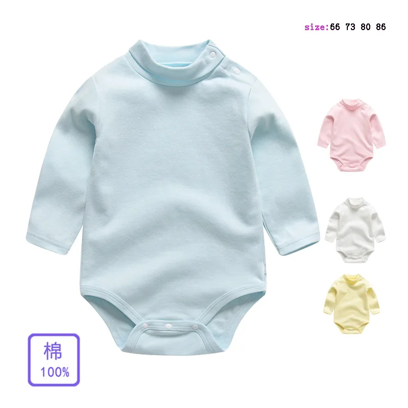 

Pure Cotton High Collar Baby Clothes Japanese-style Base Baby Jumpsuits 2020 New Style Pullover Long-sleeved Triangle Romper