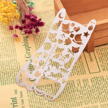 

Multi-function Ruler Drawing Graffiti Bookmark Stainless Steel Hollow Pattern Ruler Geometry Lace Ruler Diy Drawing Tool