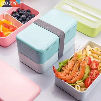 

Portable Rectangle Lunch Box Bandage Design On-the-Go Bento Box Tableware Food Storage Container Lunchbox