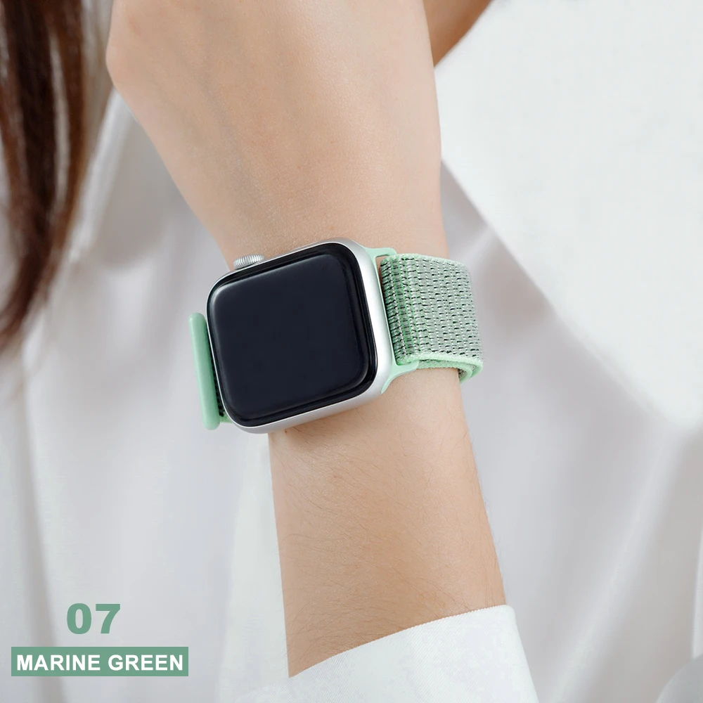 Marine Green Тканый нейлоновый ремешок для apple Series 5, ремешок для часов 42 мм, 44 мм, 38 мм, 40 мм, спортивный нейлоновый браслет для iwatch 4/3/2/1 - Цвет ремешка: Marine Green