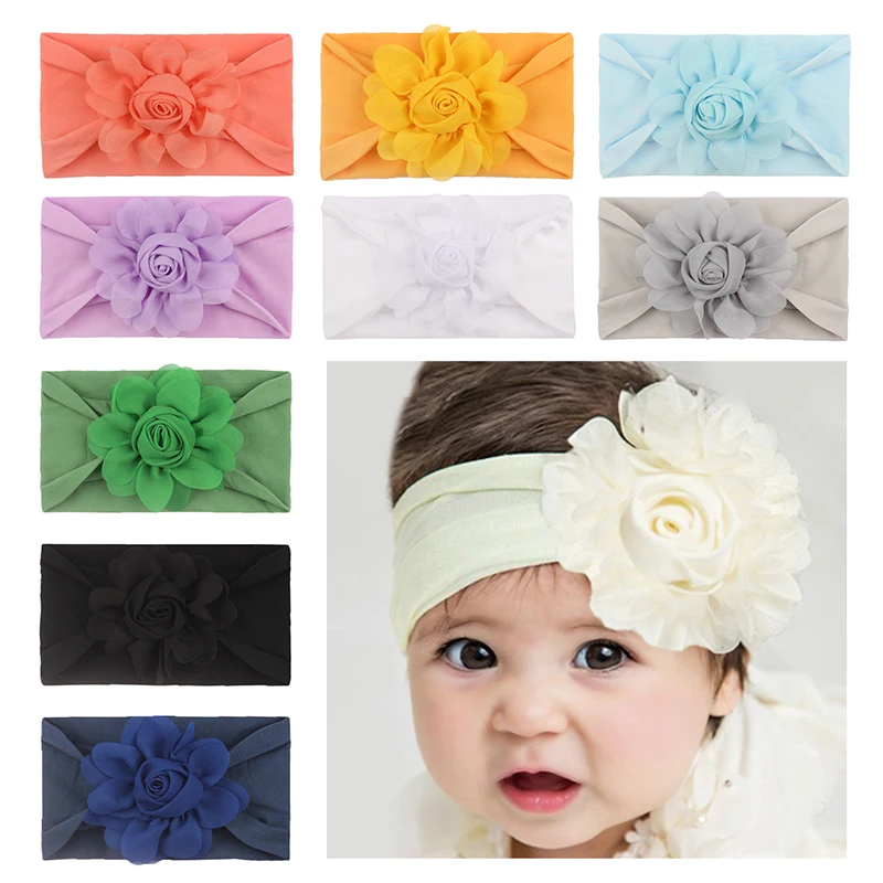 Baby Hair Band Children's Seamless Super Soft Cotton Chiffon Headband Cute Princess Hair Accessories Baby Turban Bow Kids Gifts cheap baby accessories	