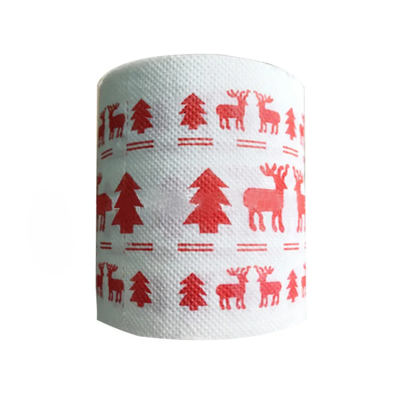 1 рулон Санта Клаус/олень рождественские товары печатная туалетная бумага домашняя Ванна Гостиная Туалет Рулон Бумажных Салфеток Рождество - Цвет: Красный