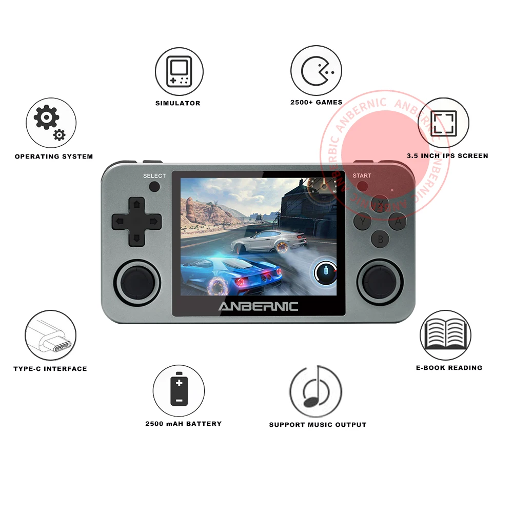 US $124.99 RG351M ANBERNIC Retro Game RG350M Video Games Game Console Ps1 Game 64bit Opendingux 35 Inch 2500 Games RG351 Emulator