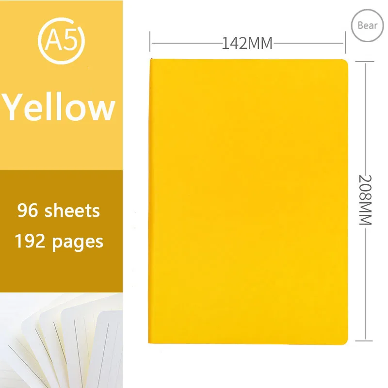 Yellow Мягкий кожаный бизнес-блокнот креативный многоцветный блокнот может изготовить логотип размера A5 и B5 - Цвет: Yellow