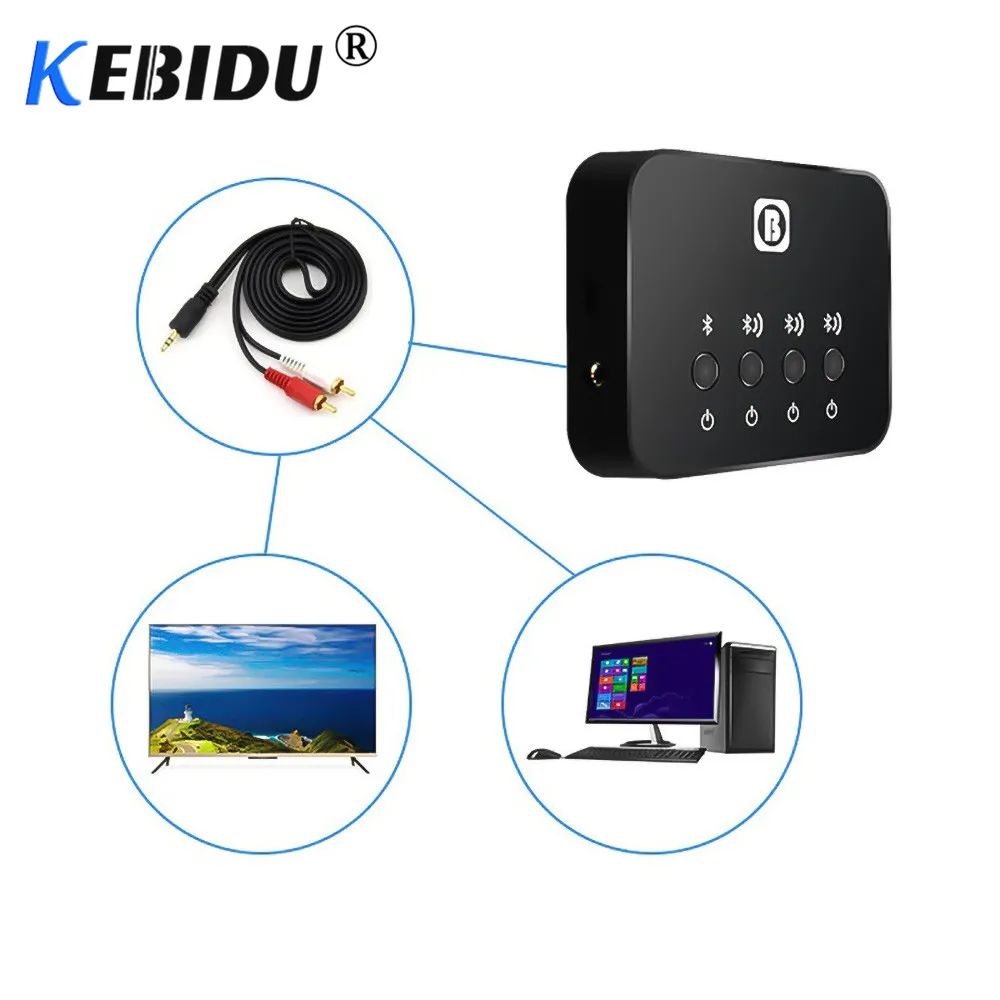 Kebidu мини оптический Bluetooth передатчик Aptx 1 до 3 мульти-пара для ТВ Dual Link Беспроводной музыкальный аудио адаптер для динамика