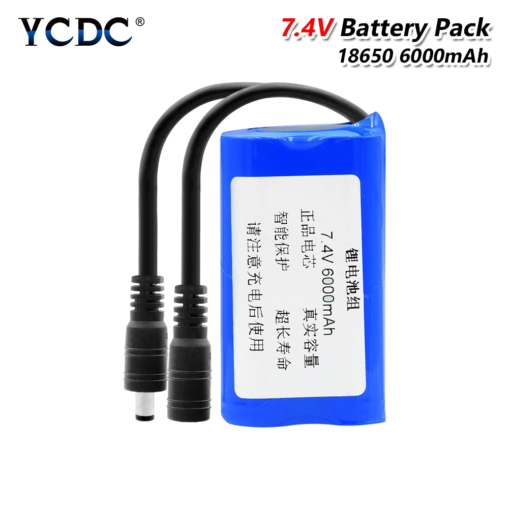 7,4 V 6000mAh 4*18650 ячеек группа литий-ионная аккумуляторная батарея с разъемом постоянного тока для камеры видеонаблюдения Радиоуправляемый игрушечный автомобиль самолет