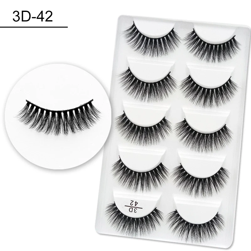 

5 Pairs 5D Mink Eyelashes Natural False Eyelashes Lashes Soft Fake Eyelashes Extension Makeup Wholesale for Beauty