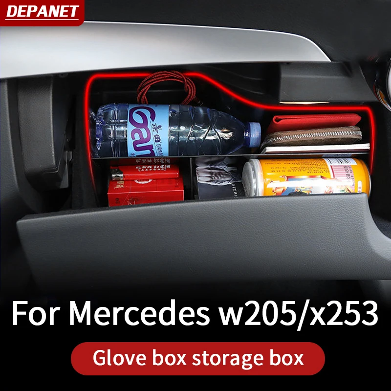 Ящик для хранения перчаток Depanet для Mercedes w205 C series coupe amg 2015-2021x253 c253 glc 200 260 300, аксессуары для интерьера