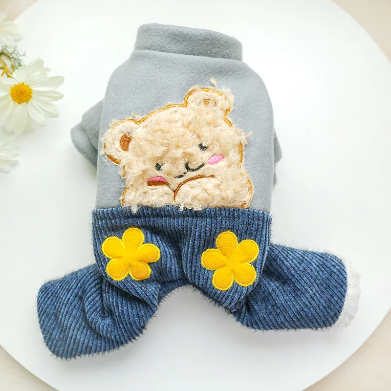 腮红花朵熊四脚裤棉衣_6101