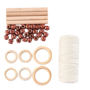 

DIY Lace Kit, Kit That Can Be Hung on The Wall, Garden Flower Pot Net Pocket Sling Beech Wood Craft Pendant