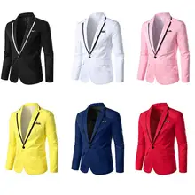 Новые мужские блейзеры, стильный мужской повседневный приталенный деловой костюм на одной пуговице, официальный Блейзер, пиджак, Мужское пальто, топы, пиджаки