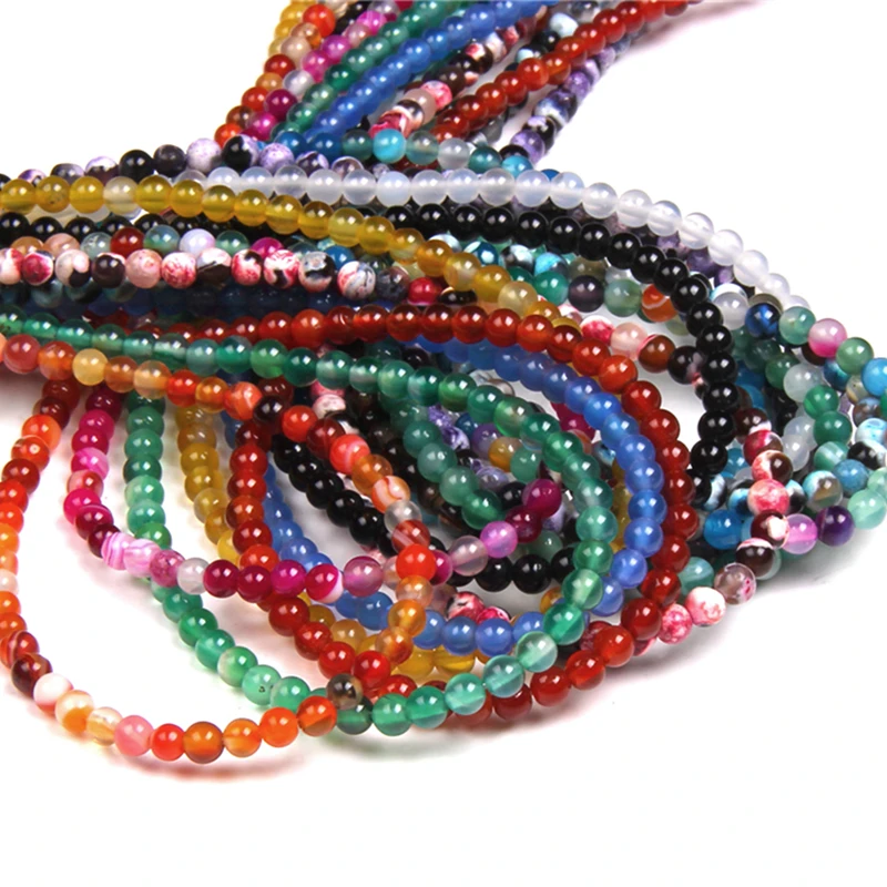 Натуральный 4 мм мини круглый камень Агаты бусины для изготовления ювелирных