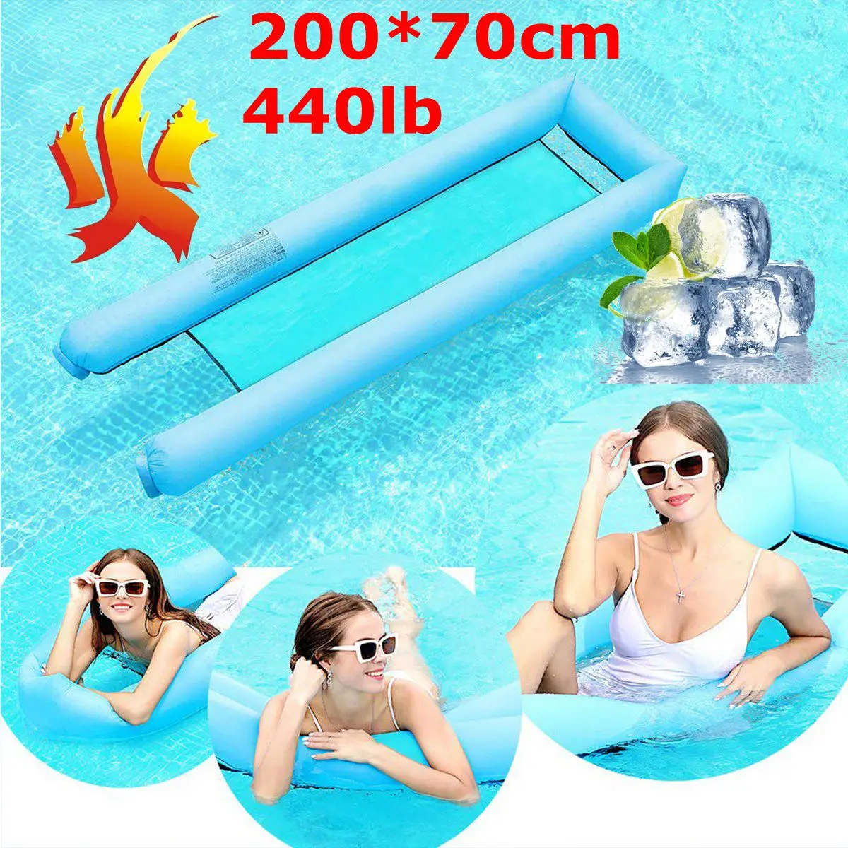 

2019 Kids & adult 240*70cm Water air bed Swimming Inflatable Floating Float Water Hammock Pool Lounge Bed Chair Summer