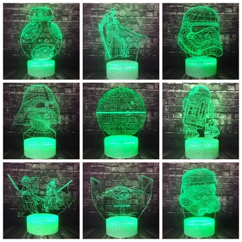 

Dropshipping Star Wars Night LIGHT 3D Optical Black Knight Cartoon Table LAMP For Boy Room Holiday Birthday Toy For Teens Toy
