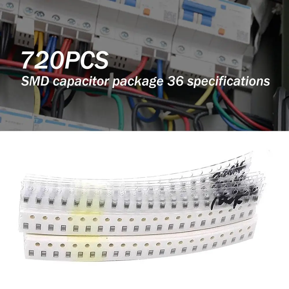 720 шт. 1206 SMD конденсатор набор в ассортименте 36 значений 1 pf 10 мкФ образцов