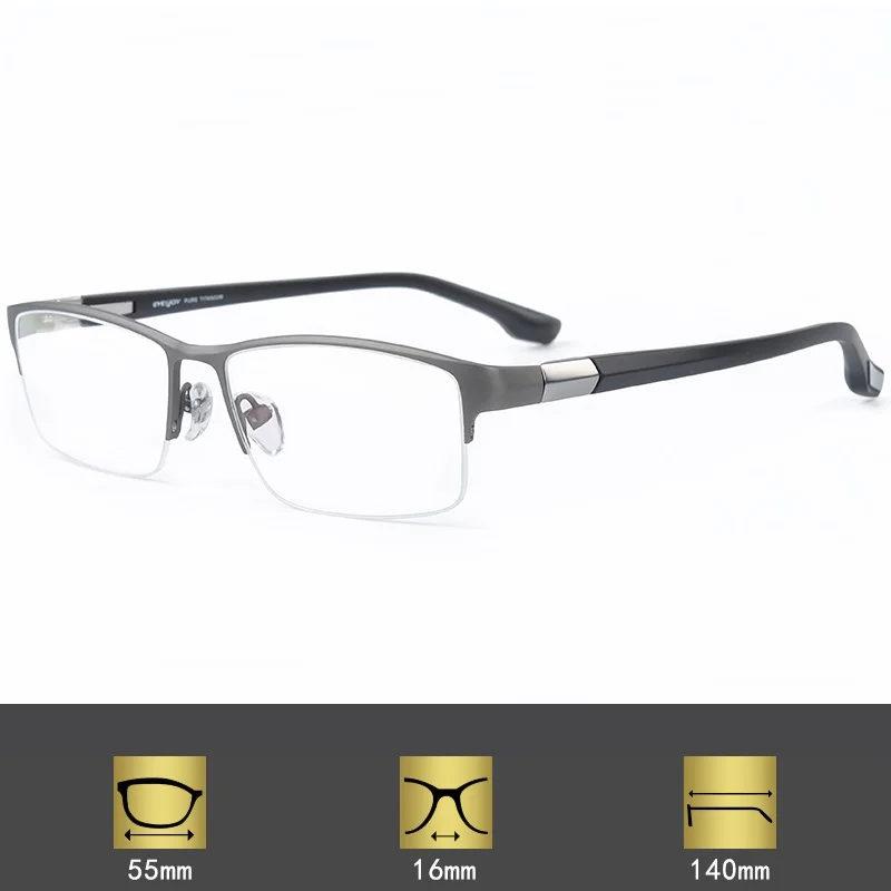 Zerosun, титановая оправа для очков, мужские, 145 мм, 150 мм, негабаритные очки, мужские, брендовые, полуоправы, очки для рецепта - Цвет оправы: 140mm matte grey