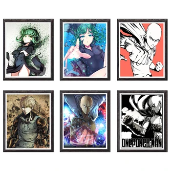 

One Punch Man Saitama Genos Tatsumaki Canvas Painting Anime Wall Picture Decoration Canvas Japan Style Poster Gift for Kids