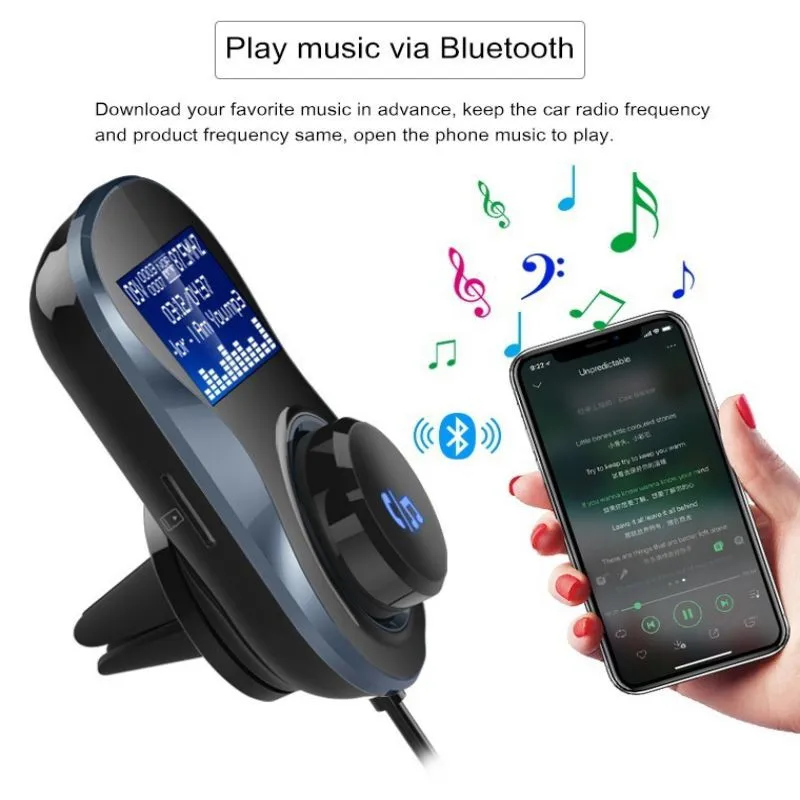 Bluetooth fm-передатчик ЖК-дисплей Аудио Автомобильный MP3-плеер беспроводной автомобильный fm-модулятор громкой связи вызов автомобильный комплект двойной USB 11