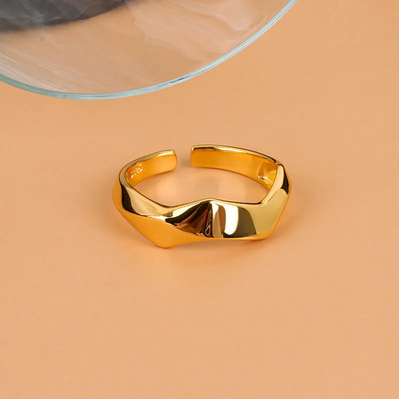 Finger Ring Silver Ring Adjustable Rings LIVVY Silver Color Simple Irregular Geometric Smooth Adjustable Rings for Women New Fashion Handmade Party Jewelry Gifts