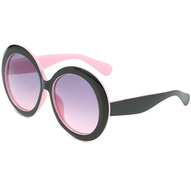 RBROVO 2021 Large Frame Round Sunglasses Women/Men Eyeglasses Street Beat Shopping Classic Plastic Oculos De Sol Gafas UV400 GrayPink