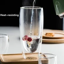 Двойной слой творческий двойной слой домашние прозрачное стекло высокая термостойкость кофе чая питьевой воды чайная чашка