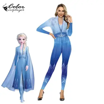 

Color Cosplayer Princess Elsa Cosplay Costumes For Women Movie Snow Queen New Purim Carnival Clothing Mogic Bodysuit